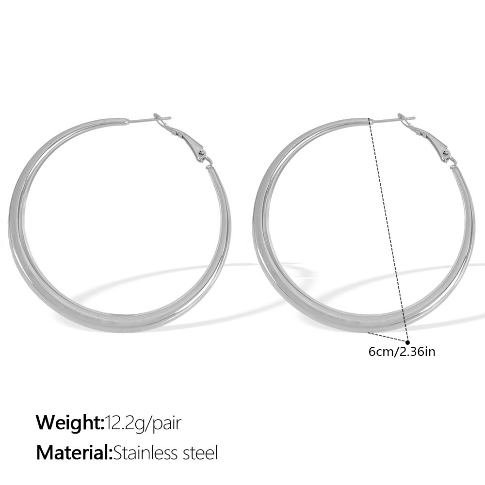 Large Circle Hoop Earrings — Titanium Steel, Retro, Gold & Silver, 3 Sizes