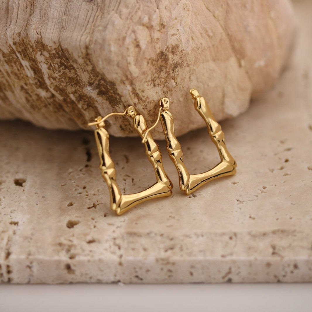 Geometric Hammered Stud Earrings — Stainless Steel, 18K Gold, 7 Styles