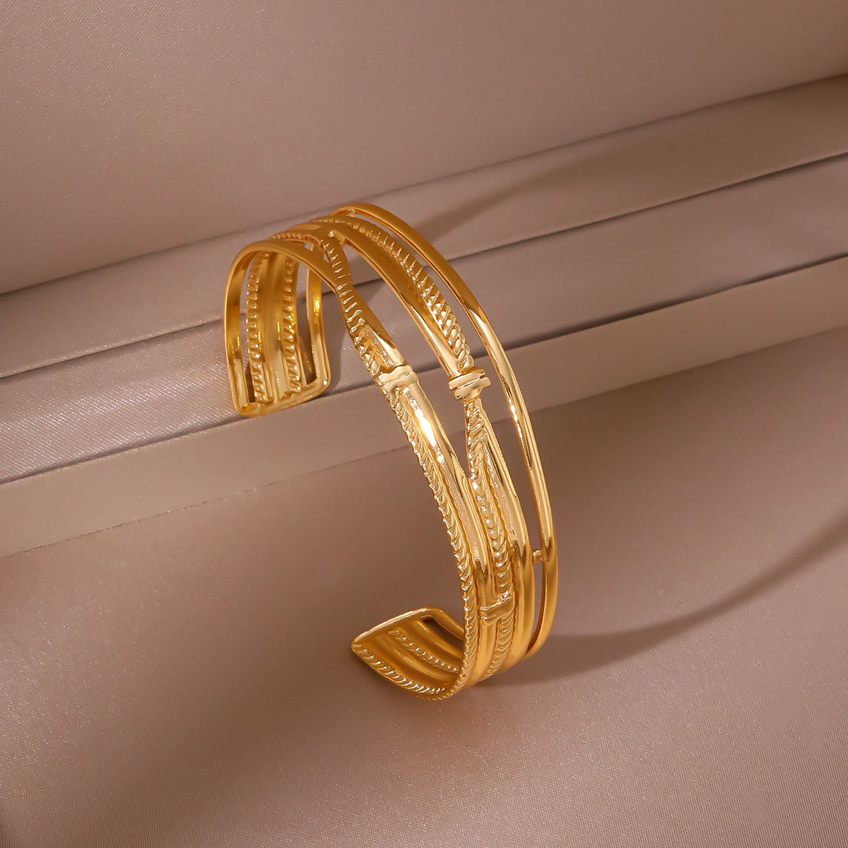Titanium Steel Bangle Bracelet — 18K Gold Plated, 19 Styles, Fade-Resistant