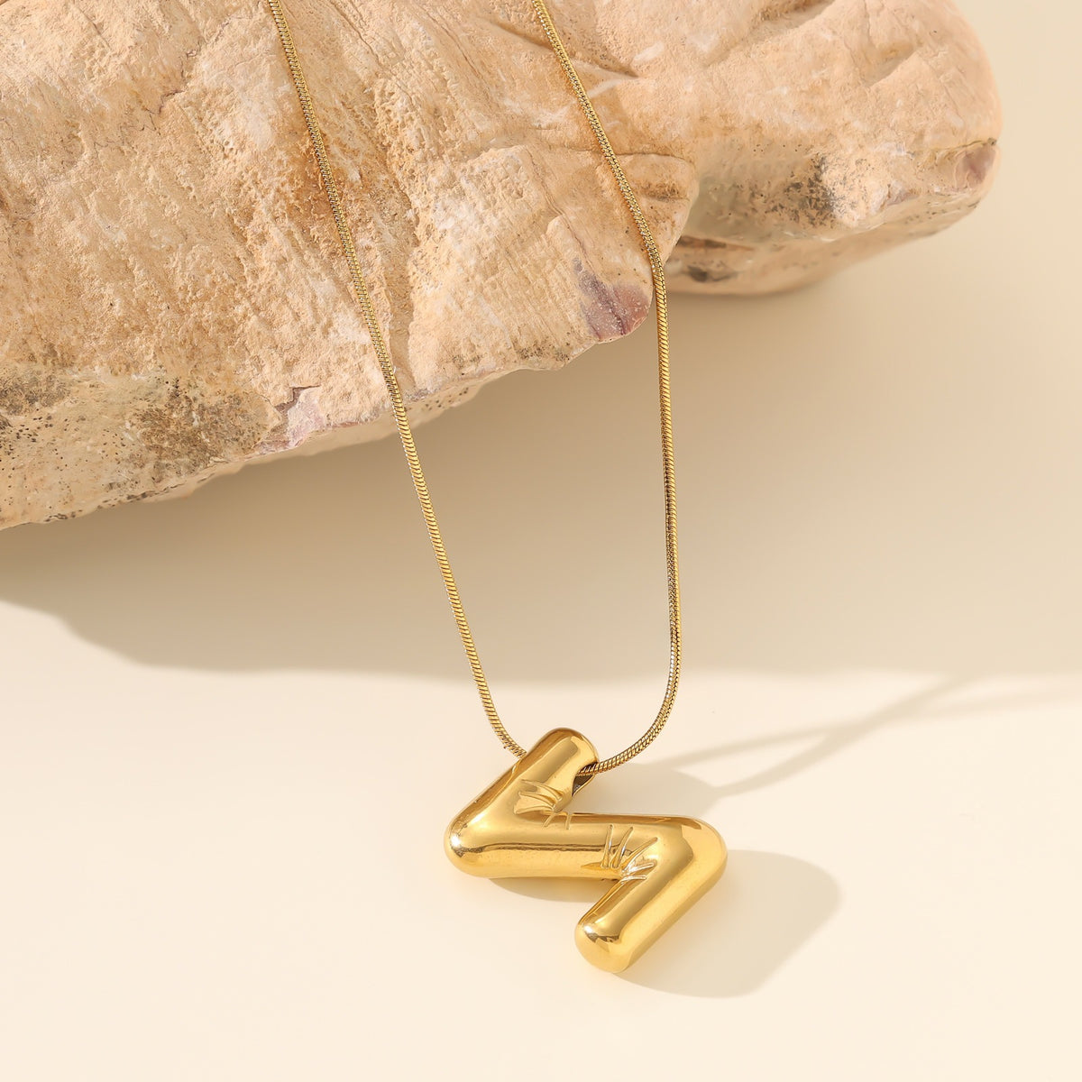 26 Letter Pendant Necklace — 18K Gold Plated Stainless Steel Snake Chain