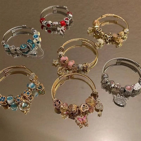 Stainless Steel Twisted Cable Bracelet with Heart Star Charm