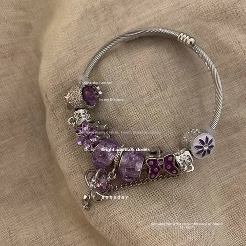 Stainless Steel Twisted Cable Bracelet with Heart Star Charm