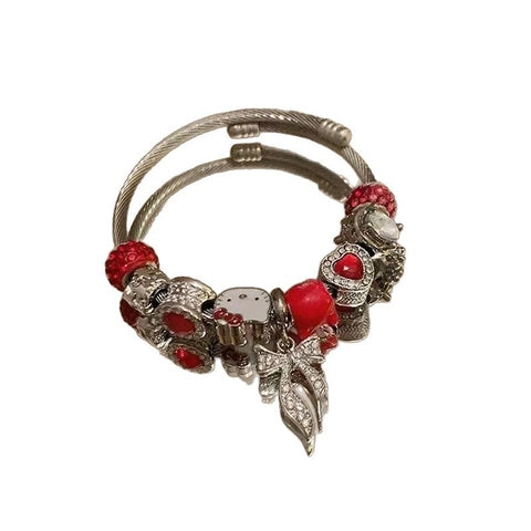 Stainless Steel Twisted Cable Bracelet with Heart Star Charm