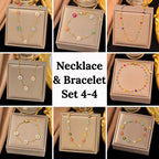 Stainless Steel Necklace And Bracelet Colorful Natural Stone Artificial Pearl Beaded Daisy Flower Dopamine Jewelry For Women