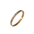 Vintage 18K Gold Plated Stainless Steel Enamel Bangle Bracelet For Women Bohemian Colorful Painted Floral Pattern Hinged Bangle Jewelry - View 5