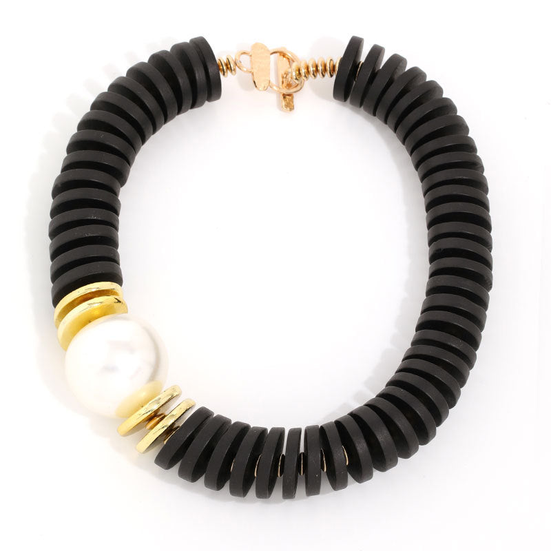 Statement Necklace Handmade Coconut Shell Disk Beads Large Imitation Artificial Pearl Bohemian Ethnic Style Chunky Clavicle Chain For Women - View 5