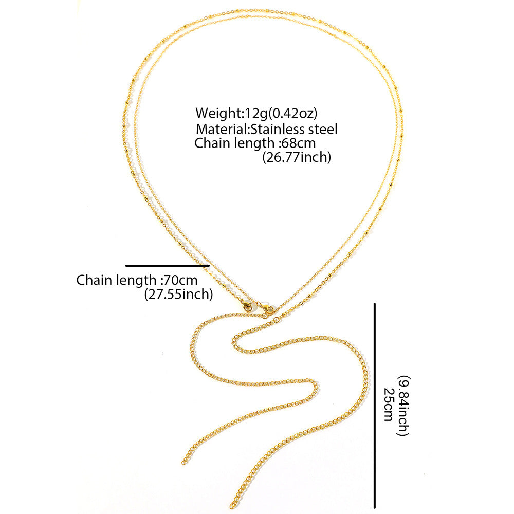 Minimalist Double Layer Waist Chain Stainless Steel Beaded Snake Chain Body Jewelry For Women Beach Vacation Style - View 5