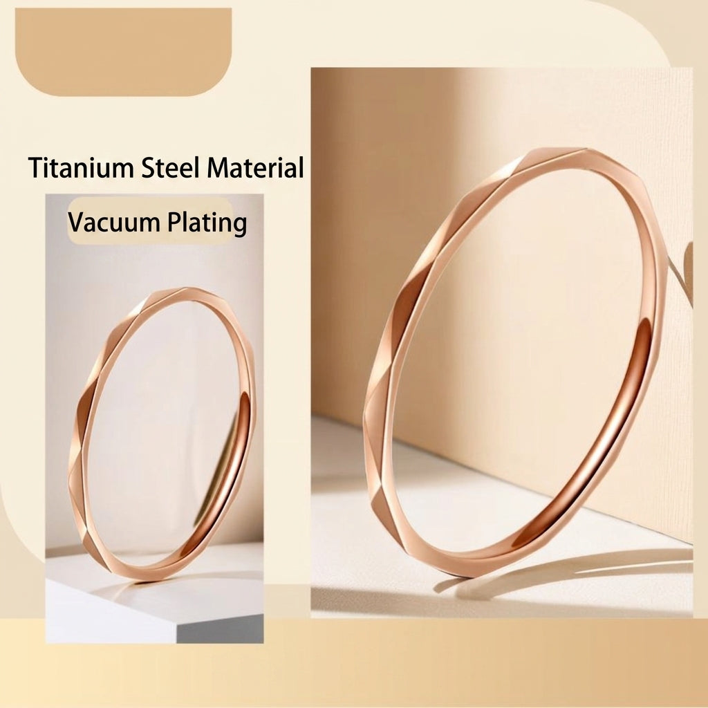 Minimalist Stainless Steel Rhombus Faceted Ring For Women Geometric Diamond Cut Thin Finger Ring Jewelry Non-fading Gift - View 2