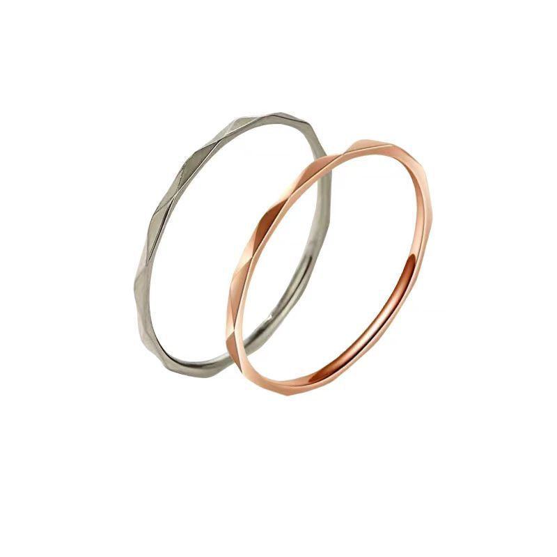 Minimalist Stainless Steel Rhombus Faceted Ring For Women Geometric Diamond Cut Thin Finger Ring Jewelry Non-fading Gift - View 4