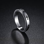 Stainless Steel Spinner Ring For Men Women Rotatable Cross Pattern Anxiety Relief Band Gothic Minimalist Fashion Jewelry - View 3