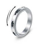 Stainless Steel Spinner Ring For Men Women Rotatable Cross Pattern Anxiety Relief Band Gothic Minimalist Fashion Jewelry