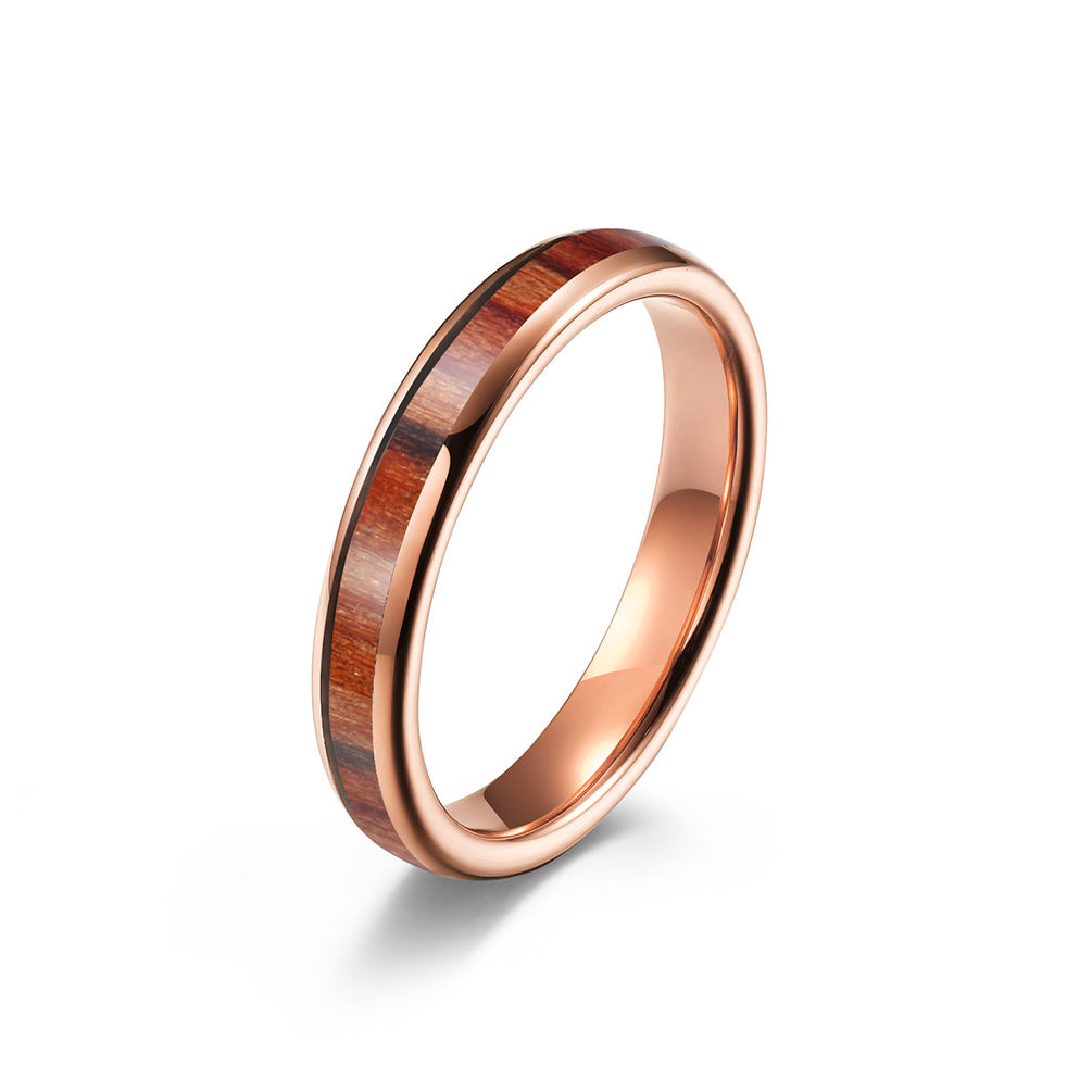 Fashion Polished Tungsten Steel Wood Inlay