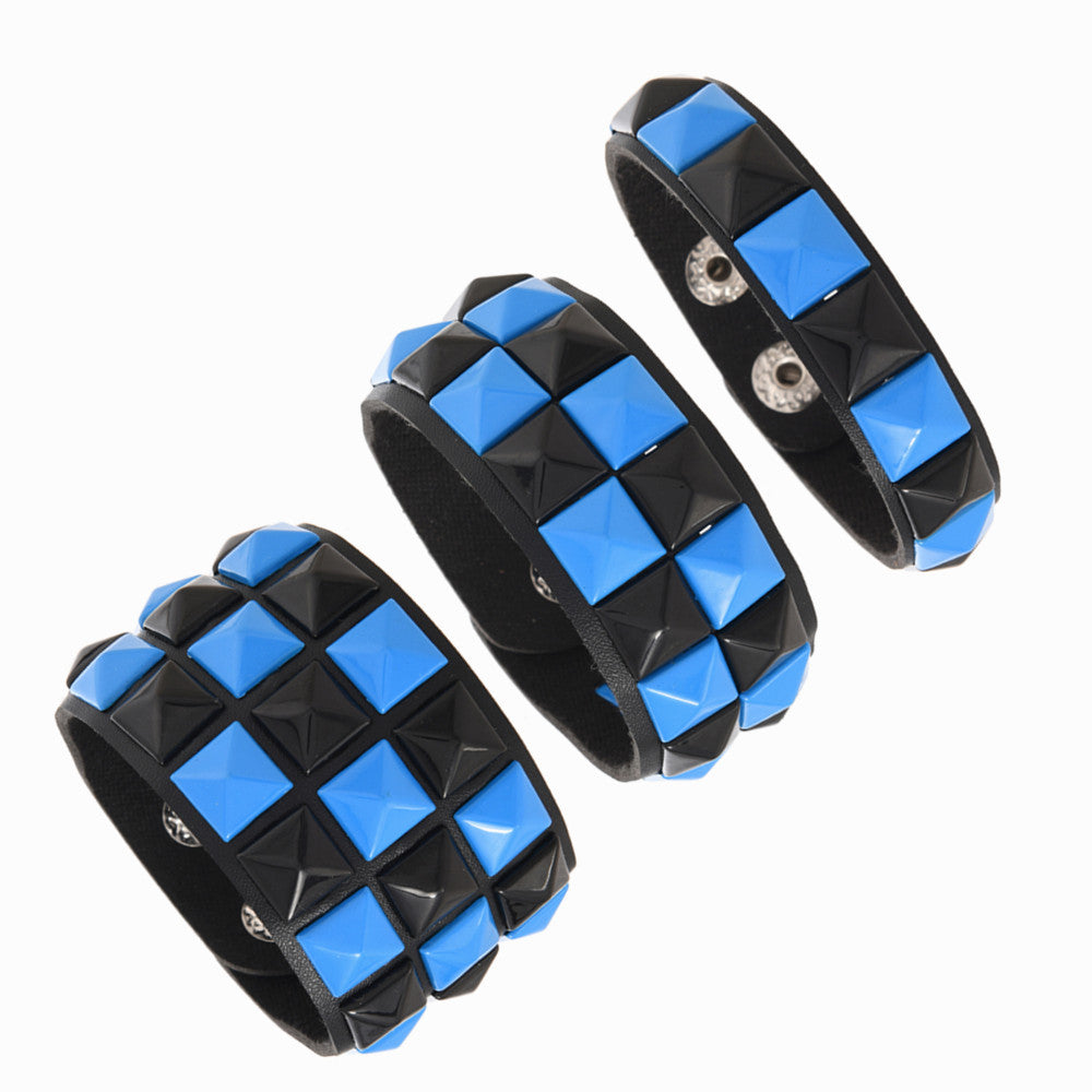 Punk Goth Pyramid Rivet PU Leather Bracelet Set For Men Women Rock Streetwear Hip Hop Alloy Studded Wristband Adjustable - View 5