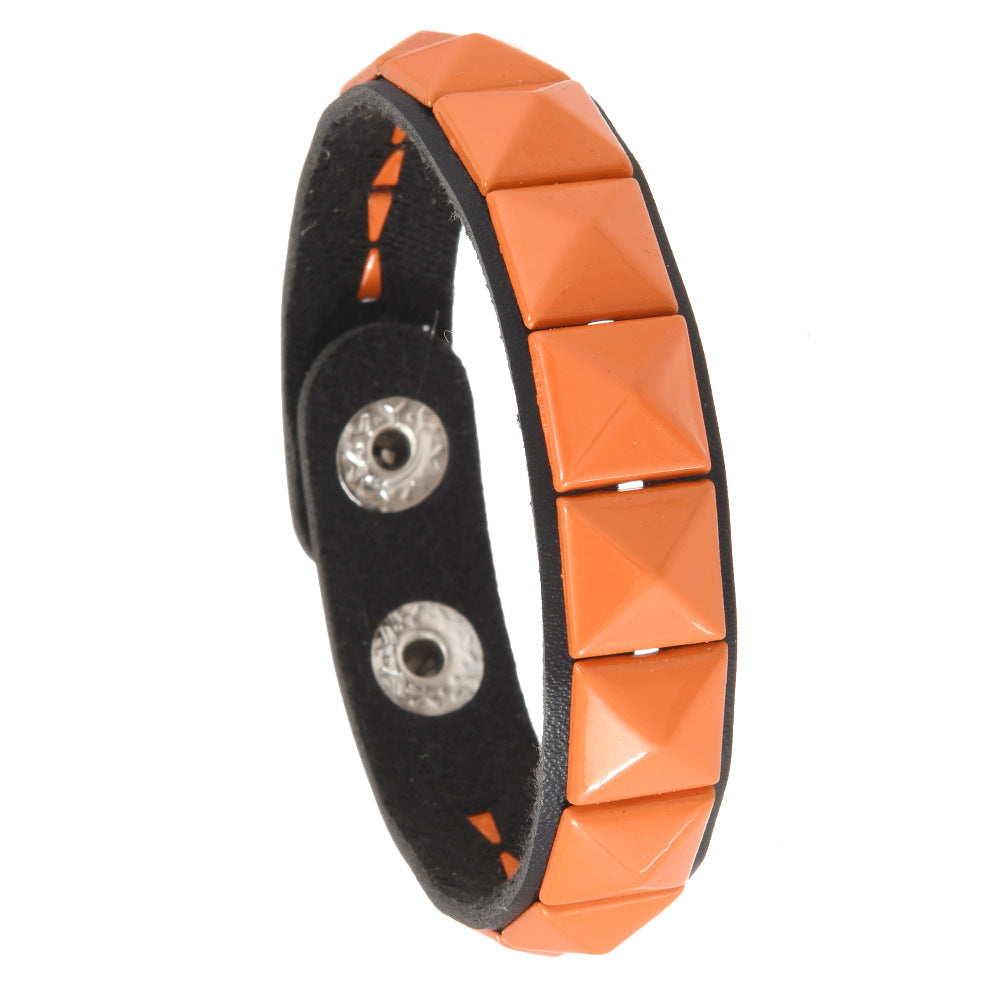 Punk Goth Pyramid Rivet PU Leather Bracelet