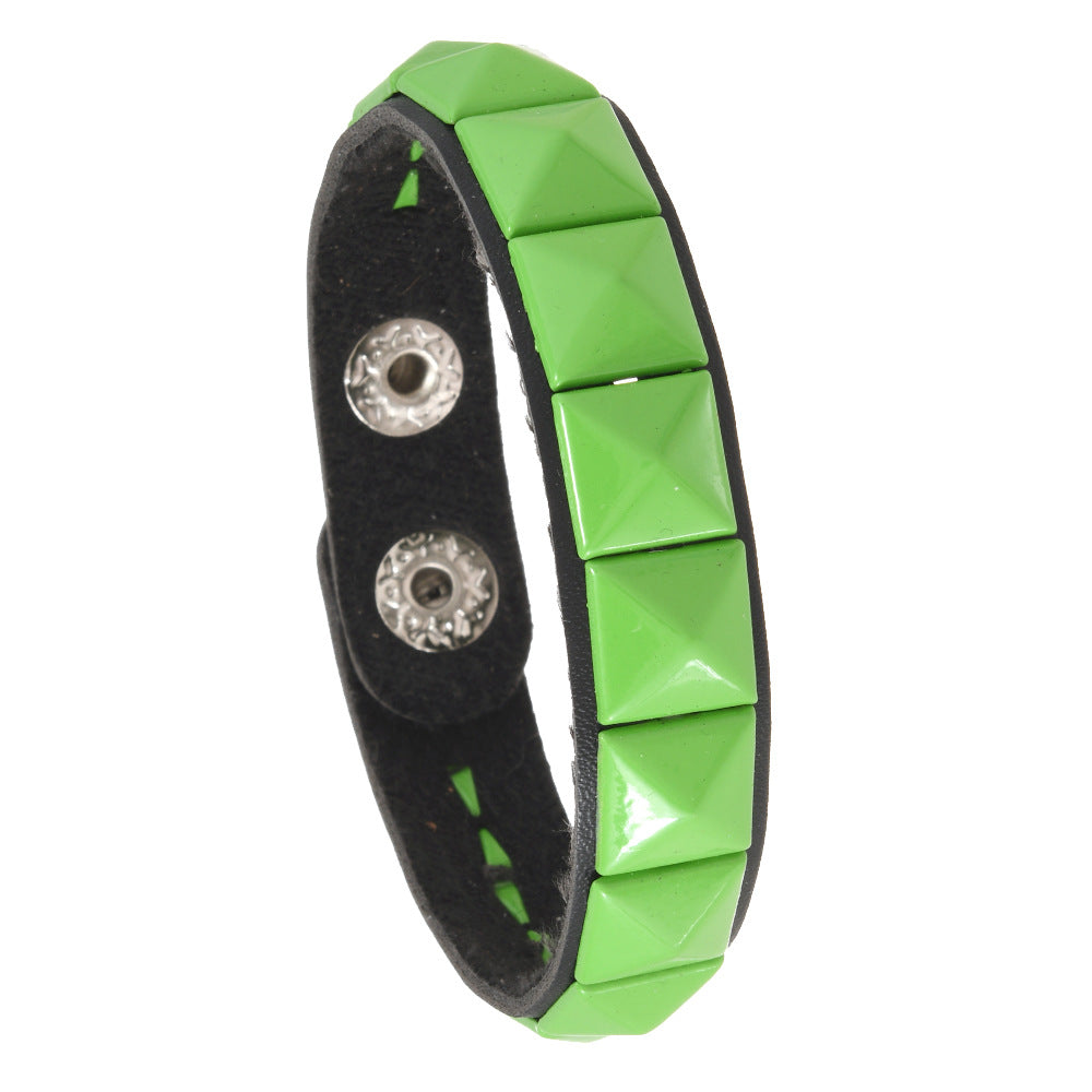 Punk Goth Pyramid Rivet PU Leather Bracelet