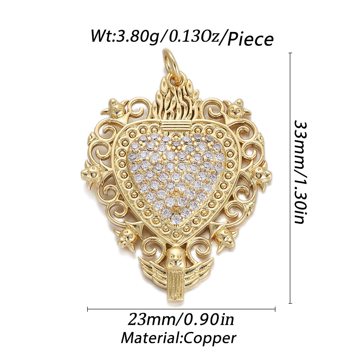 Vintage Gold Copper Religious Pendant Rhinestone Heart Cross Virgin Mary DIY Charm For Jewelry Making Women Accessories - View 2