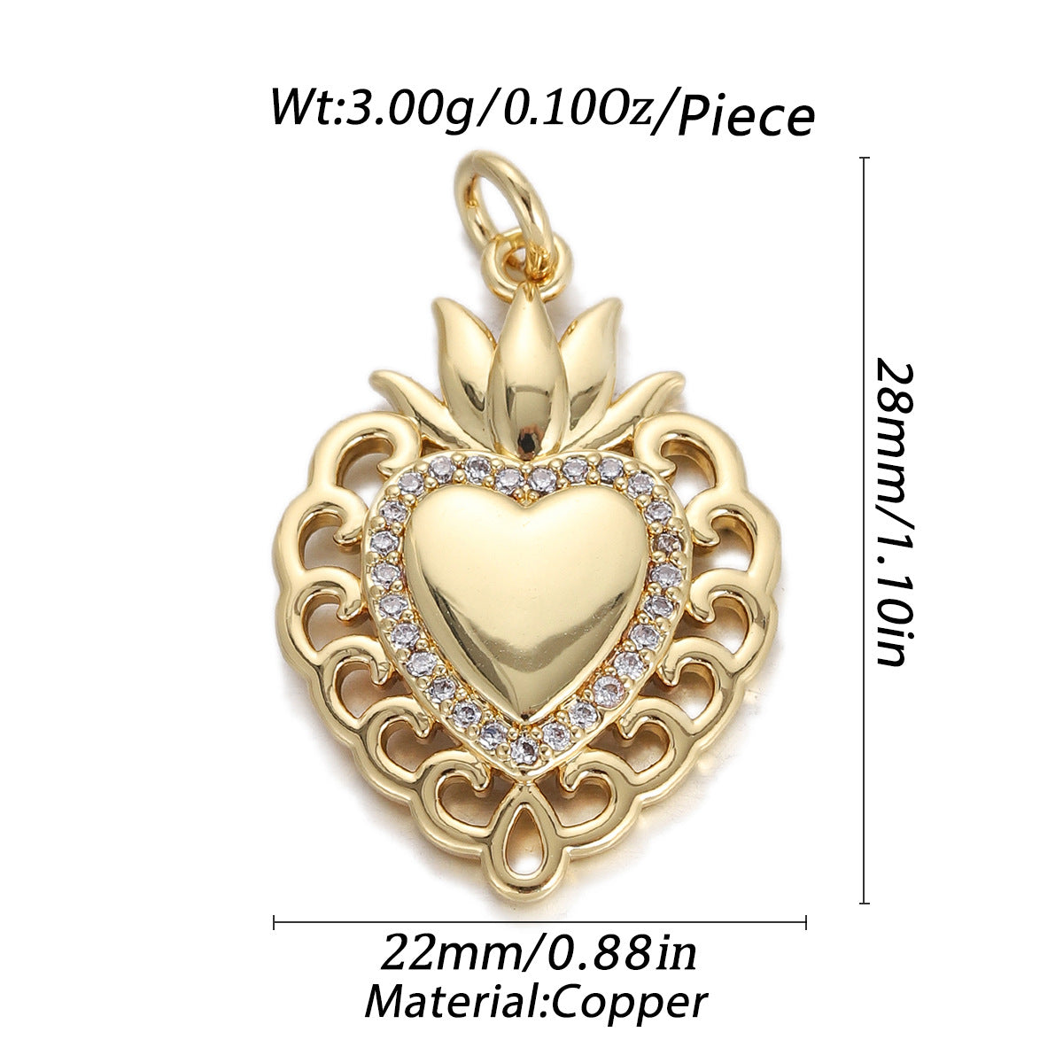 Vintage Gold Copper Religious Pendant Rhinestone Heart Cross Virgin Mary DIY Charm For Jewelry Making Women Accessories - View 3