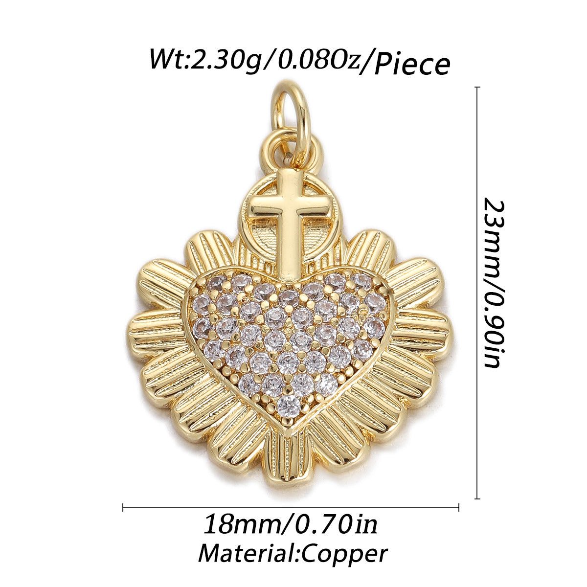 Vintage Gold Copper Religious Pendant Rhinestone Heart Cross Virgin Mary DIY Charm For Jewelry Making Women Accessories - View 4