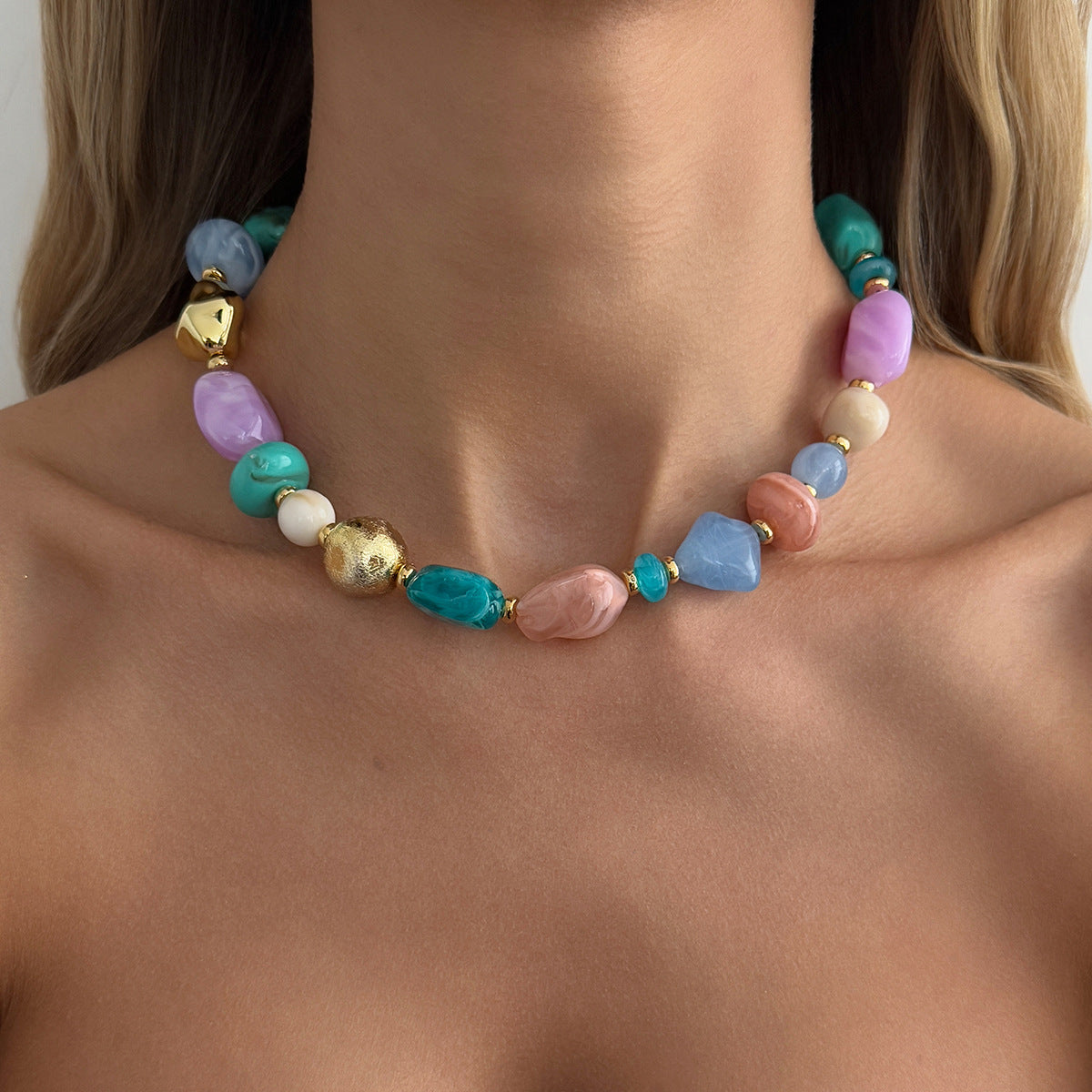Retro Bohemian Multi Color Resin Beaded