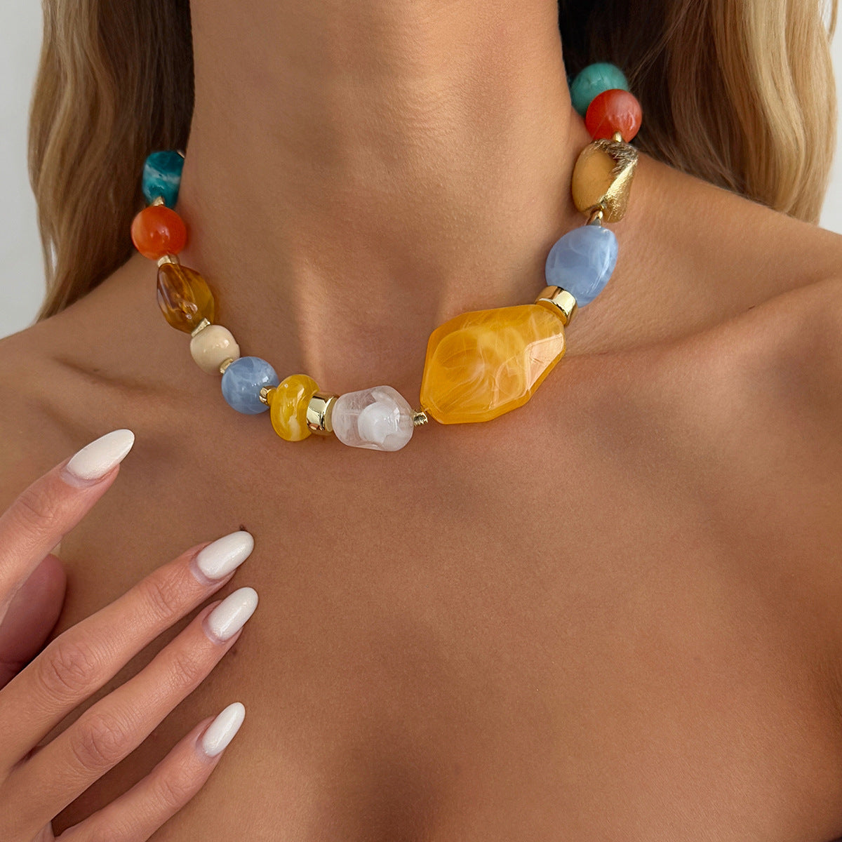 Retro Bohemian Multi Color Resin Beaded