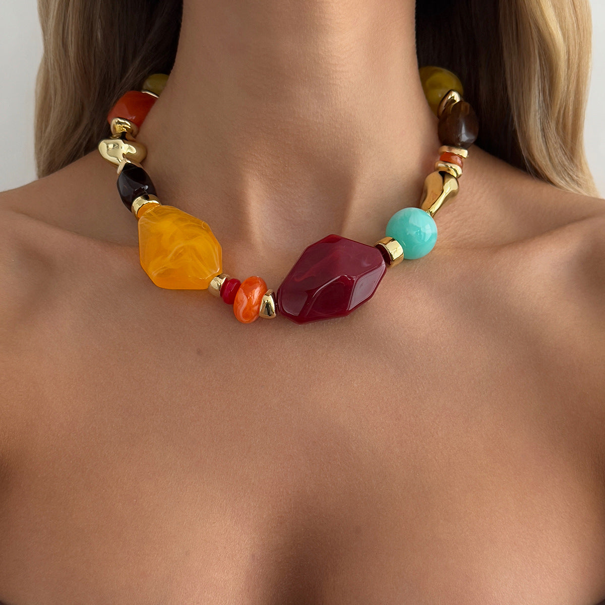 Retro Bohemian Multi Color Resin Beaded