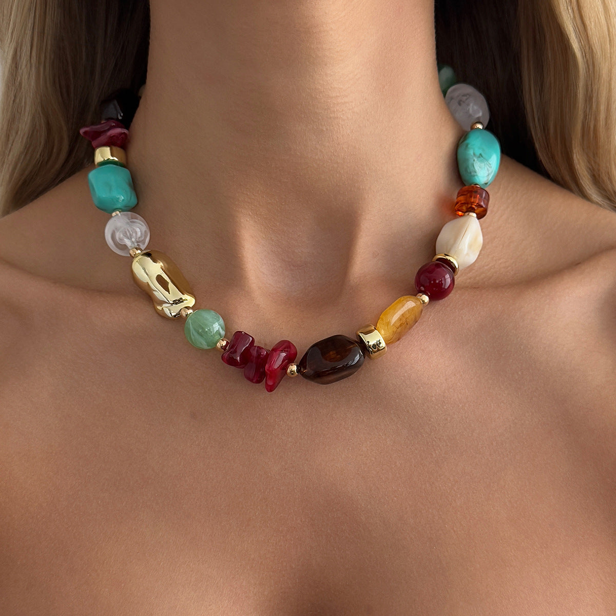 Retro Bohemian Multi Color Resin Beaded