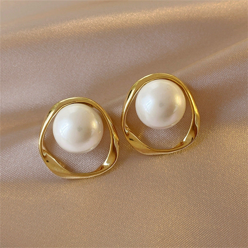 Alloy Rhinestone Artificial Pearl Earrings