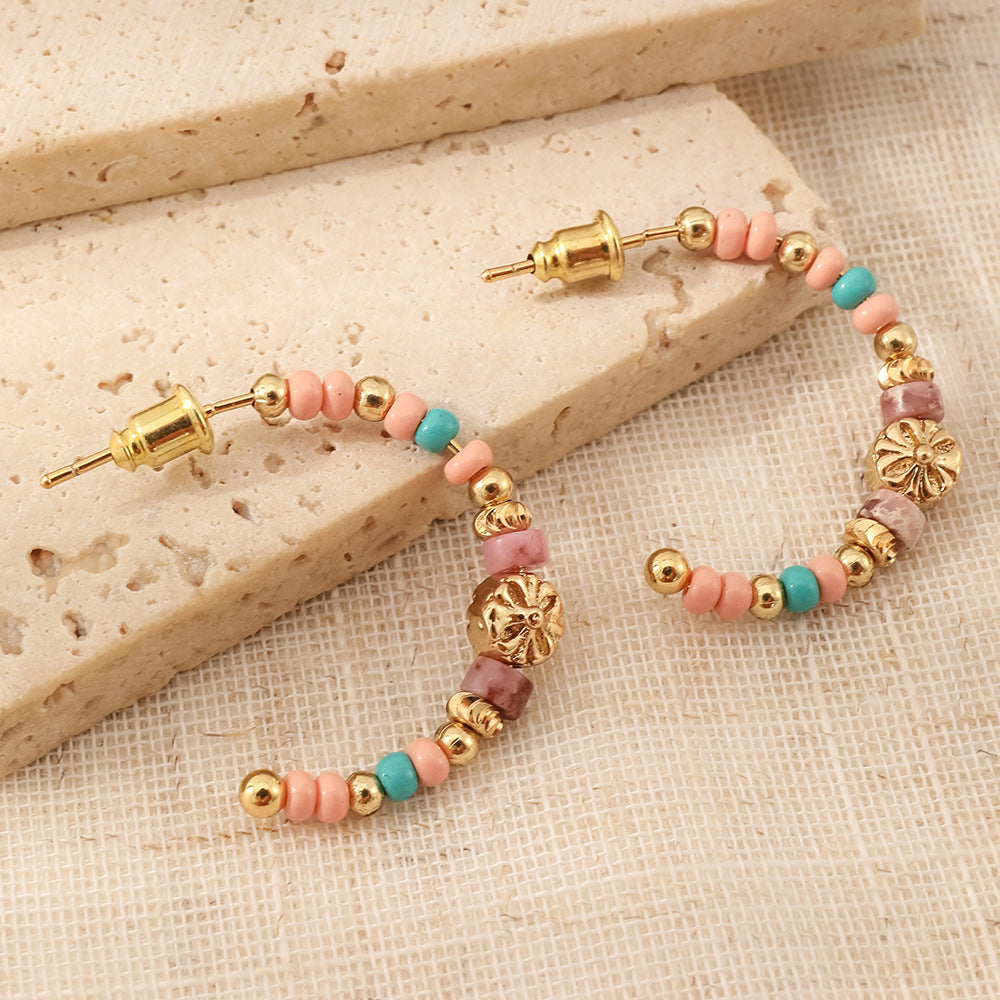 Vintage Gold C-Shaped Hoop Earrings With