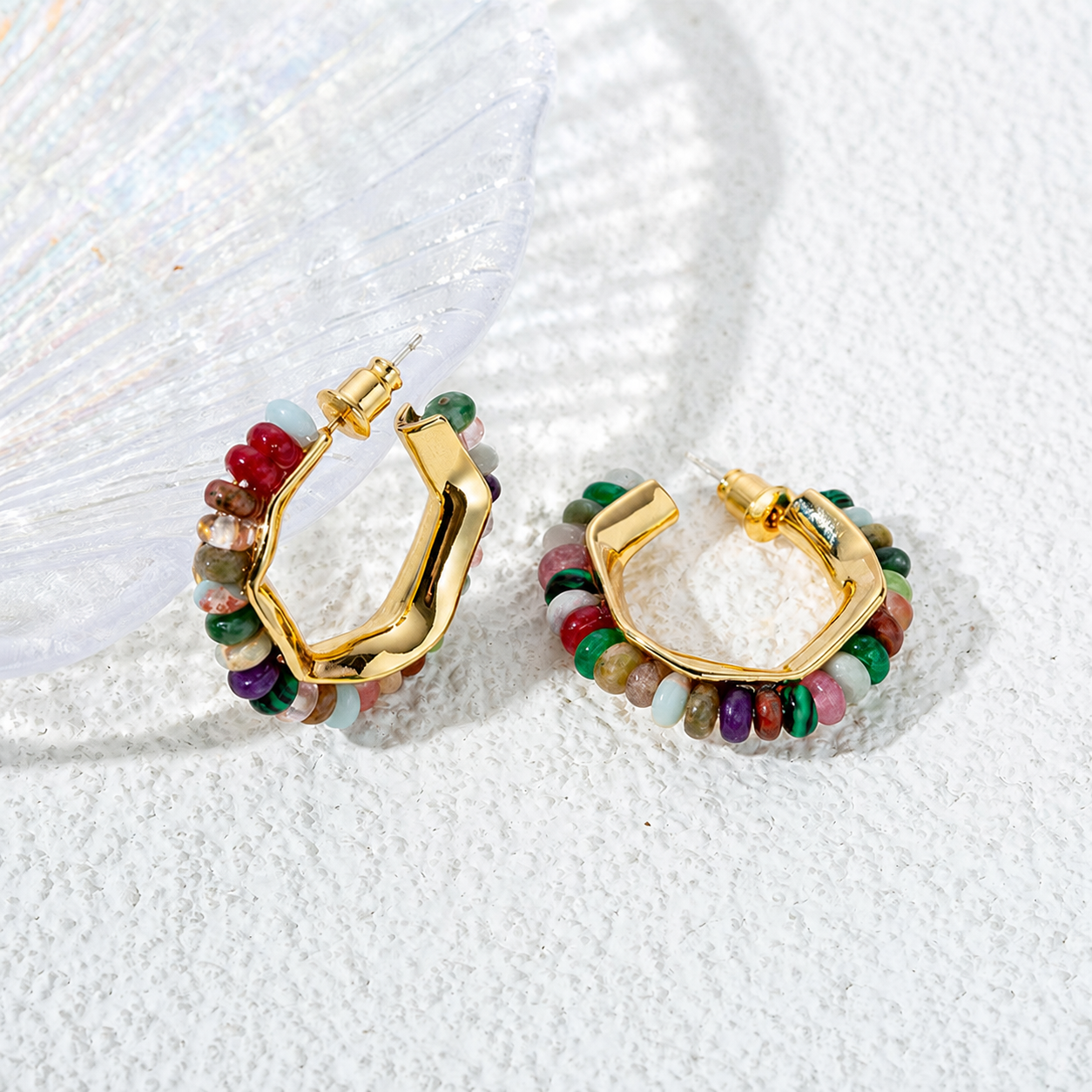 Vintage Gold C-Shaped Hoop Earrings With