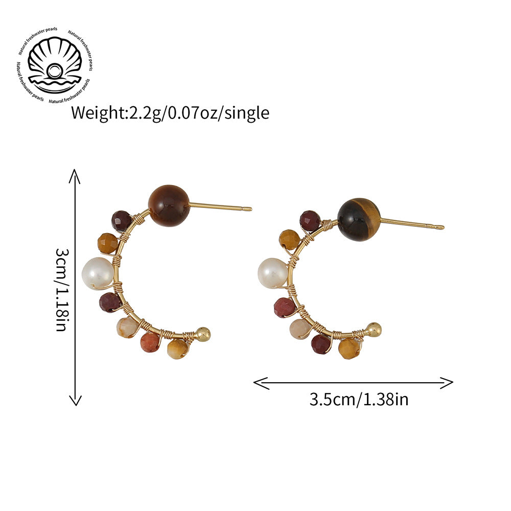 Vintage Gold C-Shaped Hoop Earrings With