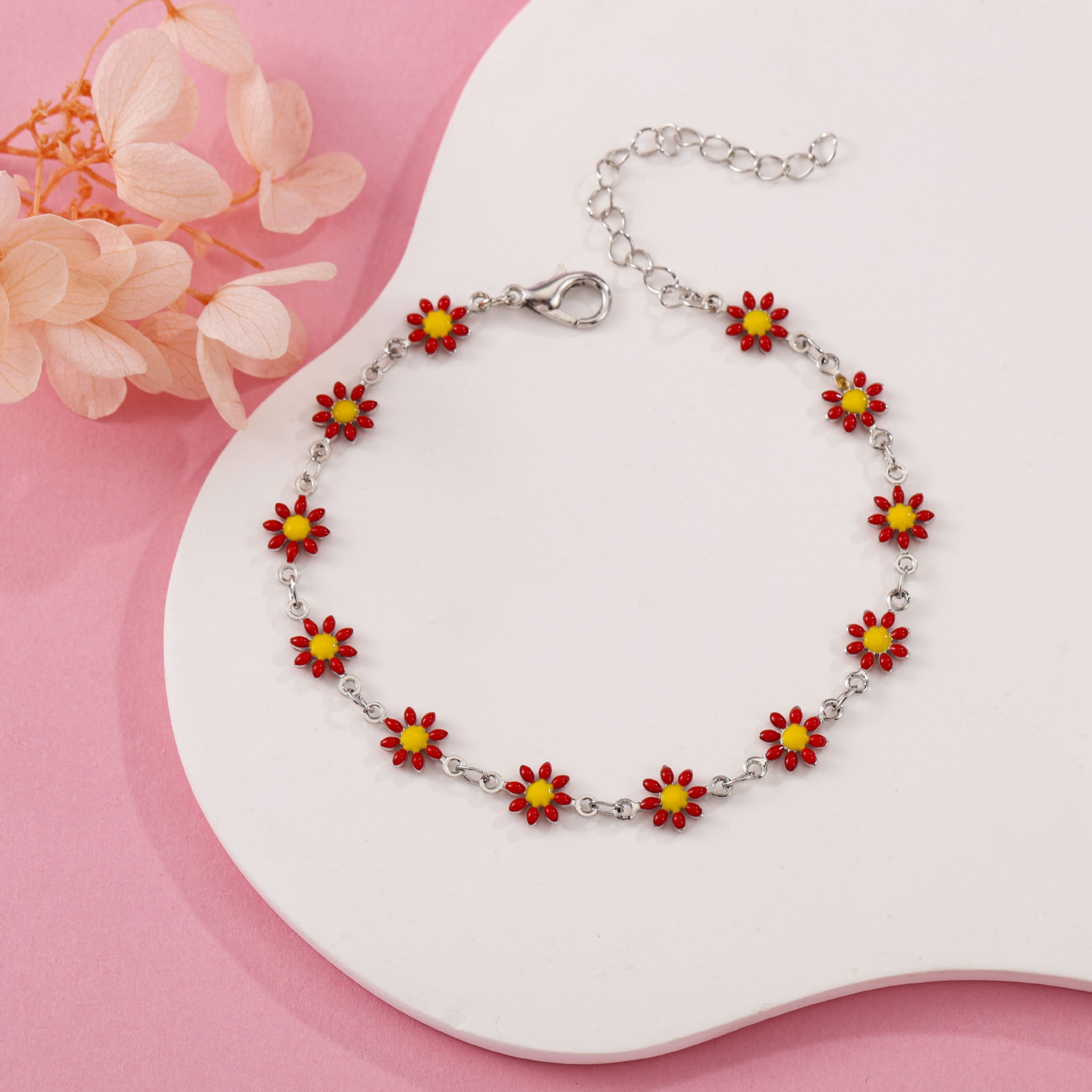 Daisy Flower Bracelet For Women Copper Gold