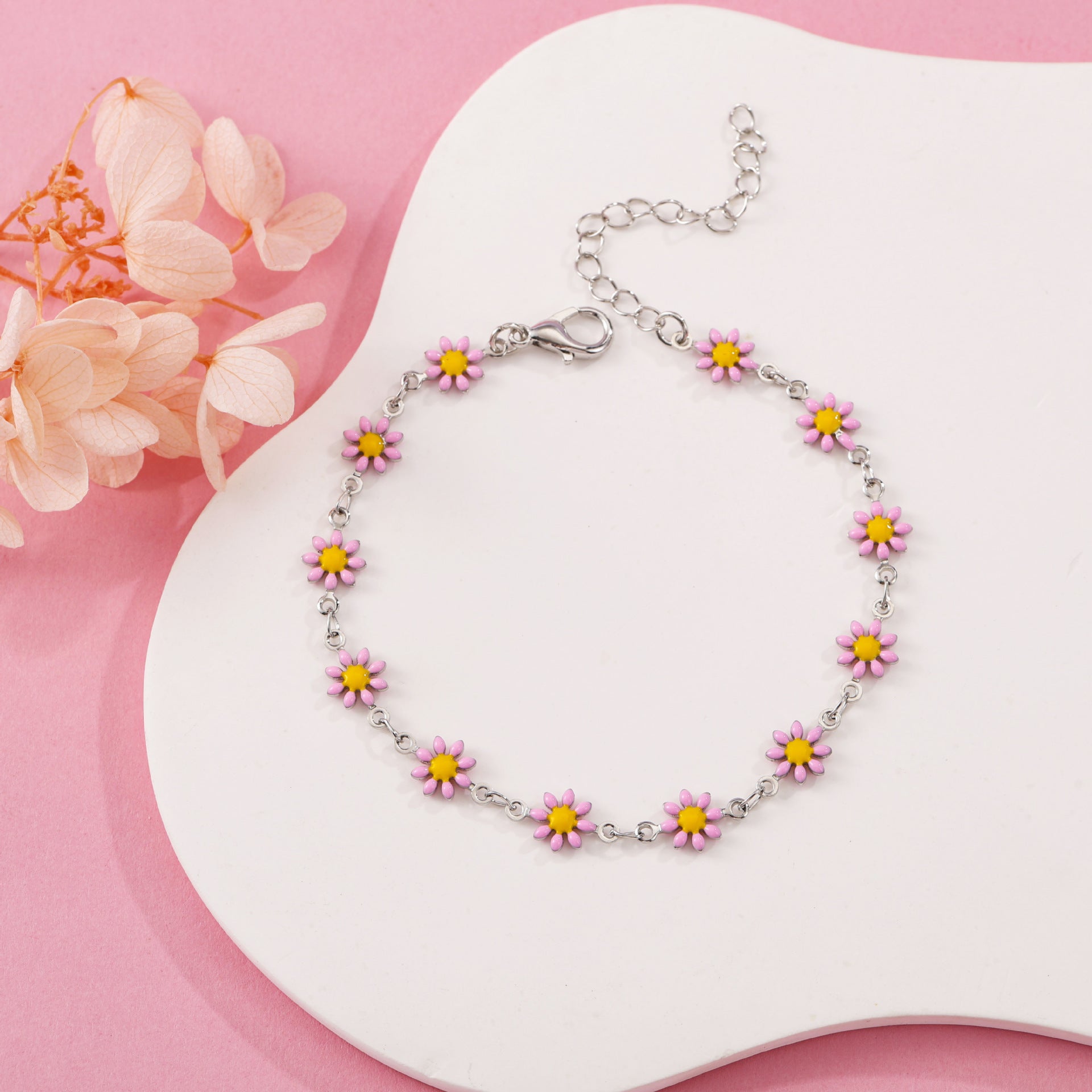 Daisy Flower Bracelet For Women Copper Gold