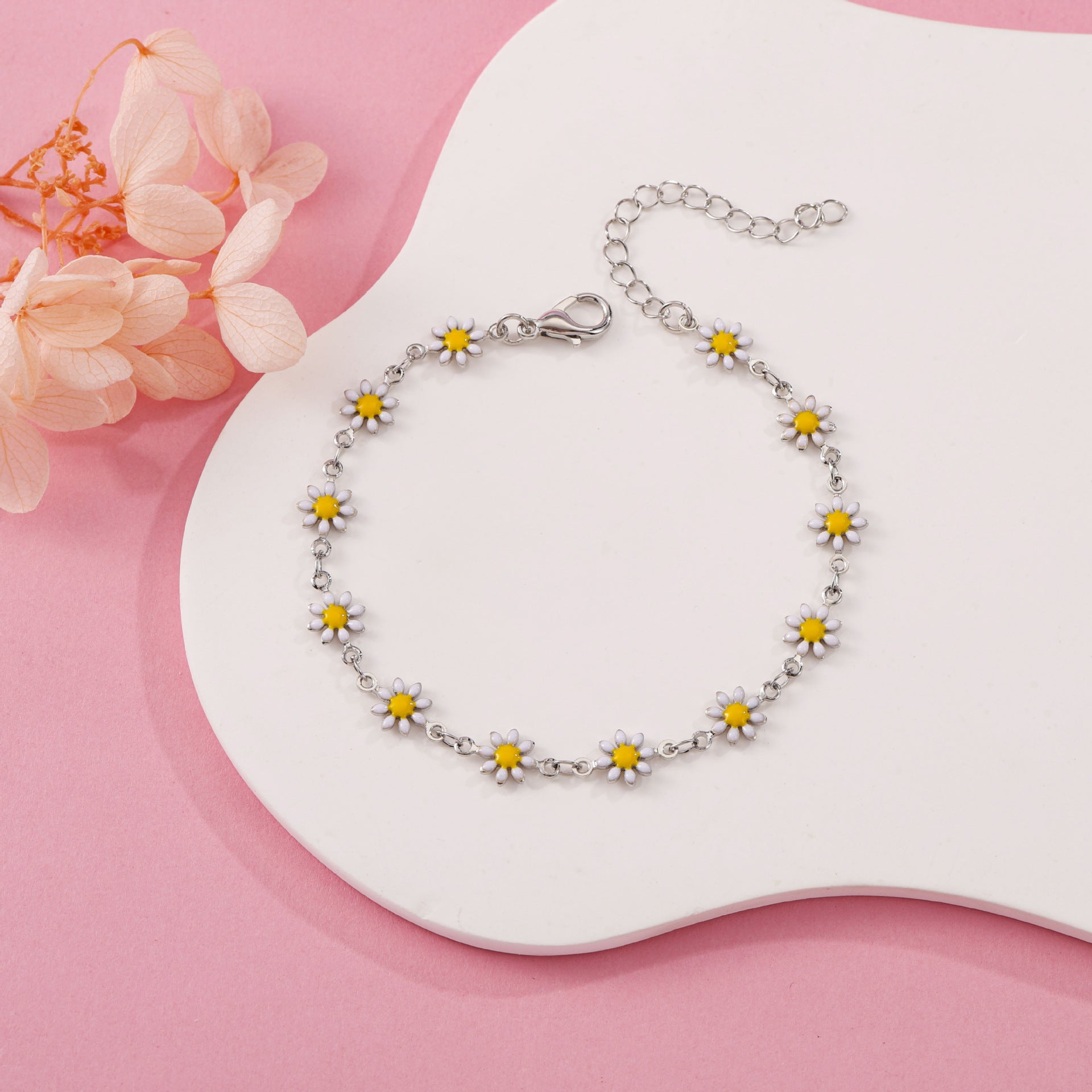 Daisy Flower Bracelet For Women Copper Gold