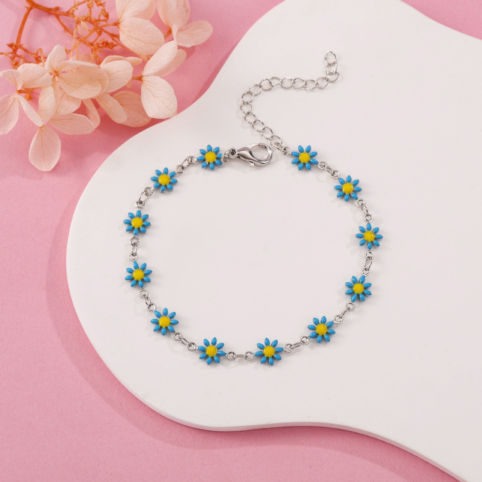 Daisy Flower Bracelet For Women Copper Gold