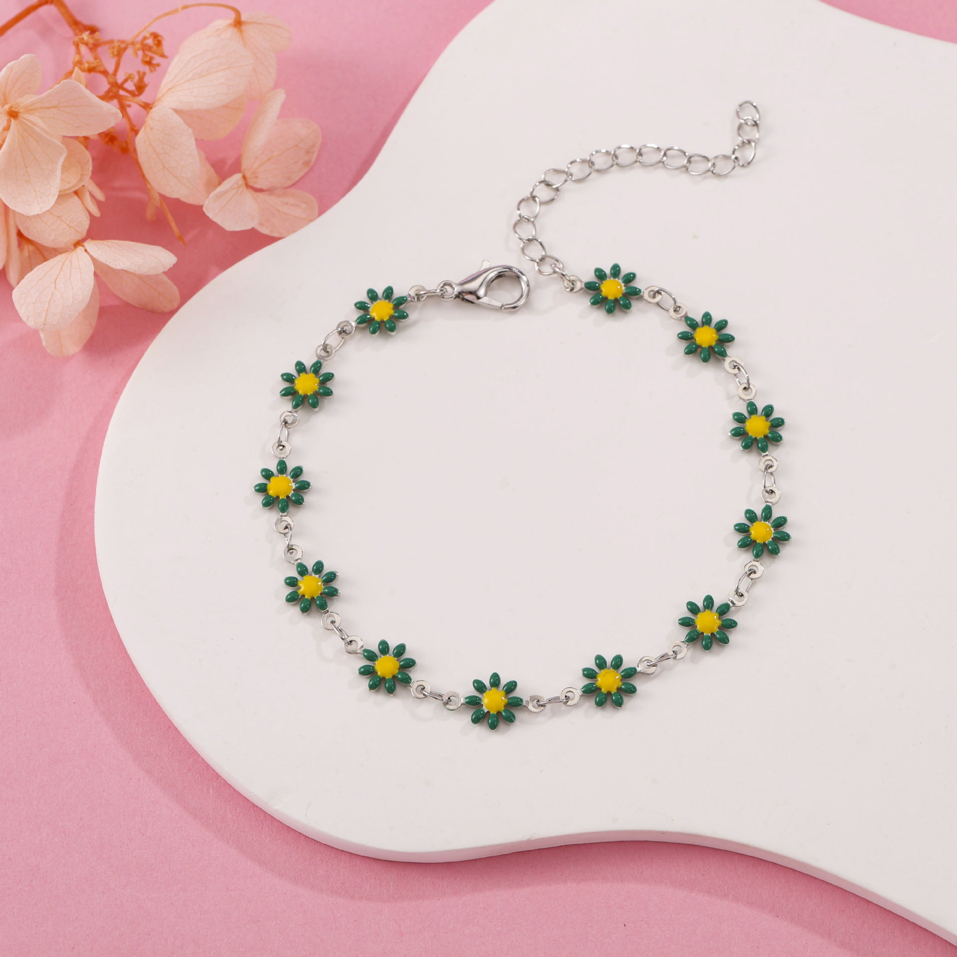 Daisy Flower Bracelet For Women Copper Gold