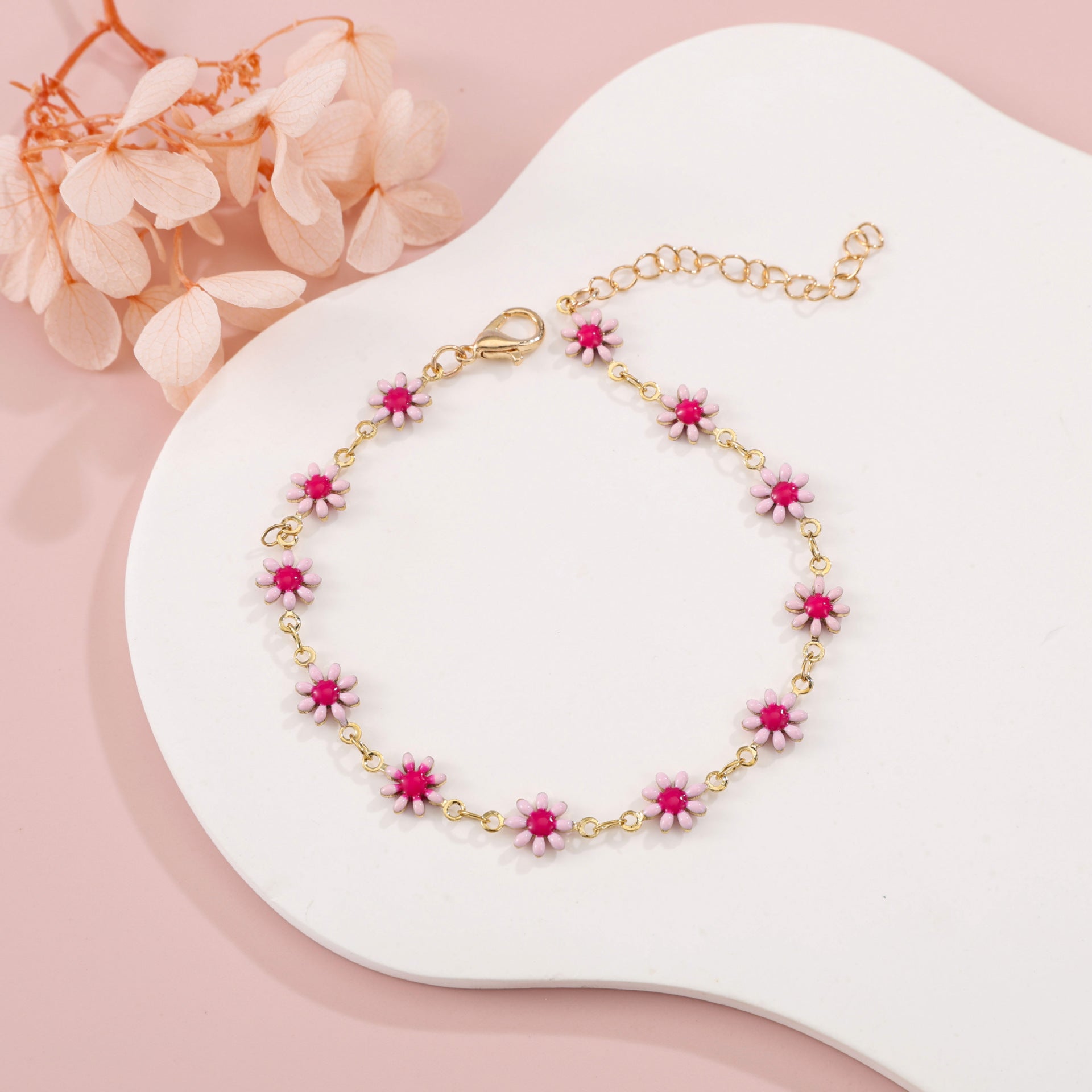 Daisy Flower Bracelet For Women Copper Gold