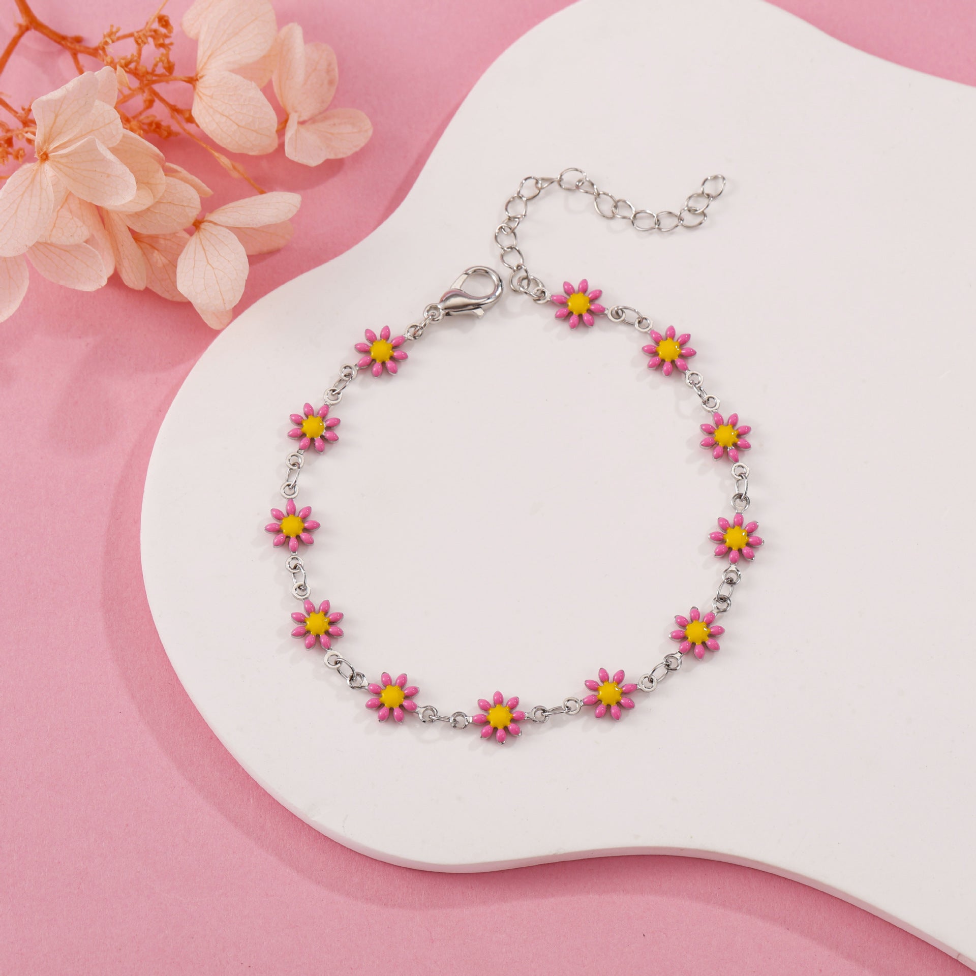 Daisy Flower Bracelet For Women Copper Gold