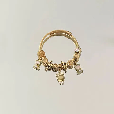 Stainless Steel Twisted Cable Bracelet with Heart Star Charm