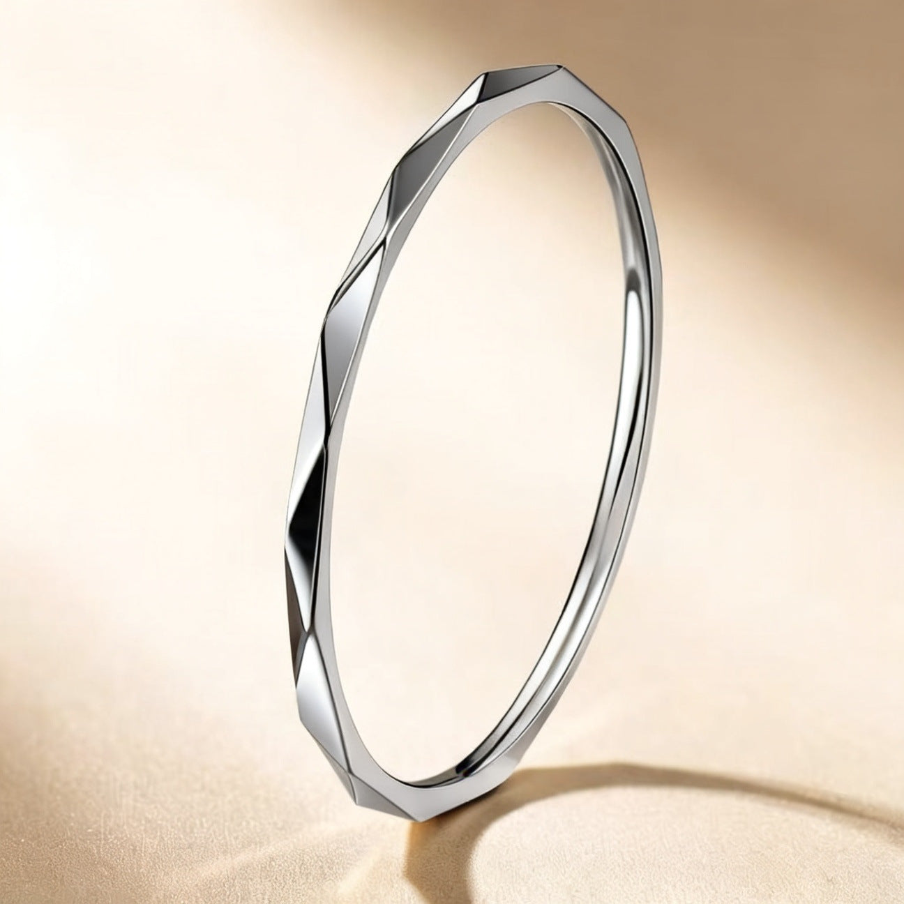 Minimalist Stainless Steel Rhombus Faceted