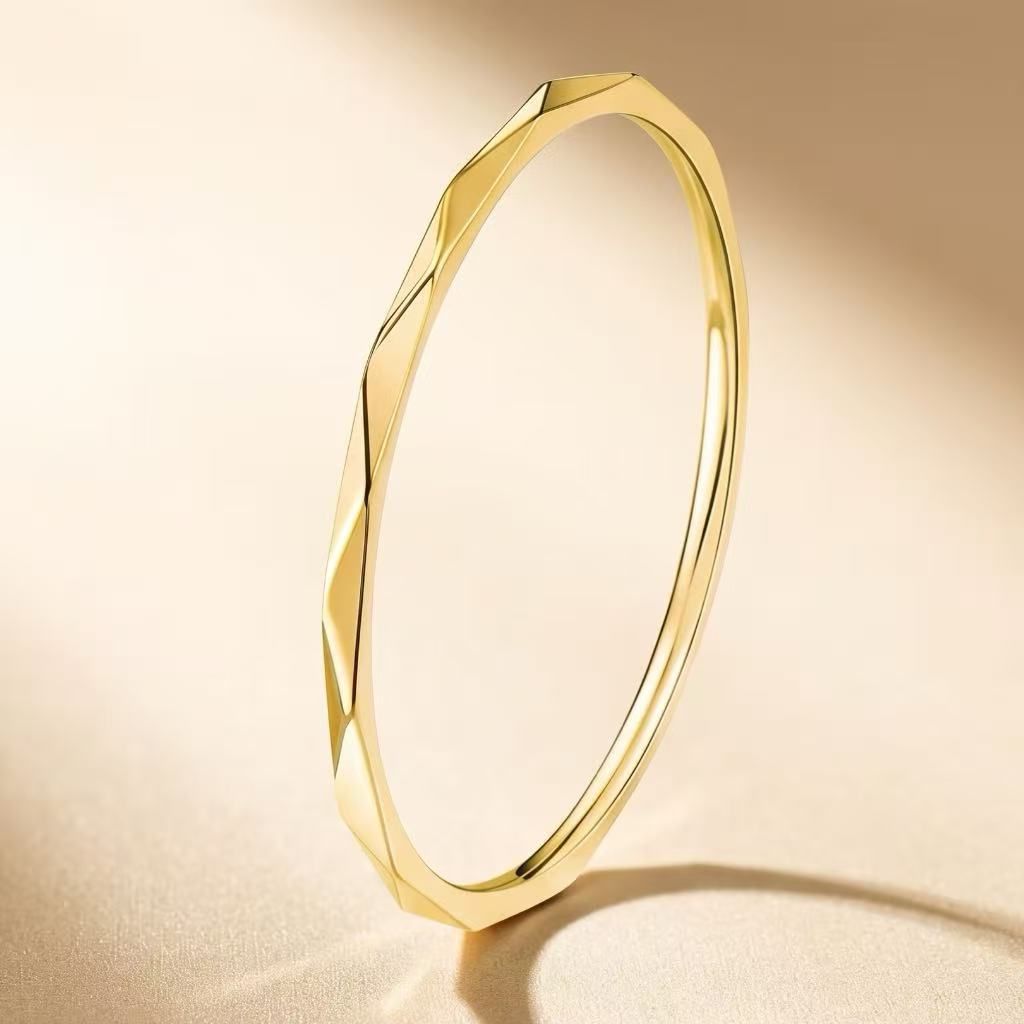 Minimalist Stainless Steel Rhombus Faceted