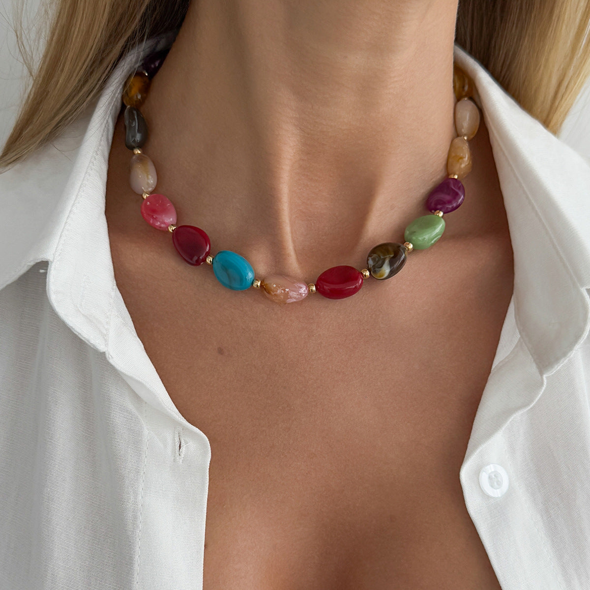 Retro Bohemian Multi Color Resin Beaded