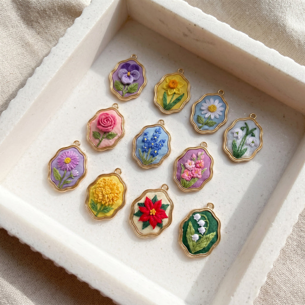 Stainless Steel Embroidery Flower Pendant Gold Plated Flower Series Necklace For Women DIY Jewelry Chain Only Or Pendant Only - View 2