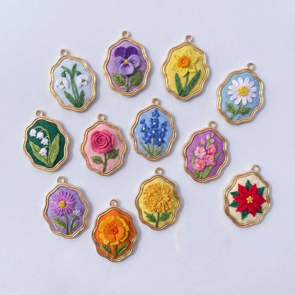 Stainless Steel Embroidery Flower Pendant Gold Plated Flower Series Necklace For Women DIY Jewelry Chain Only Or Pendant Only - View 5