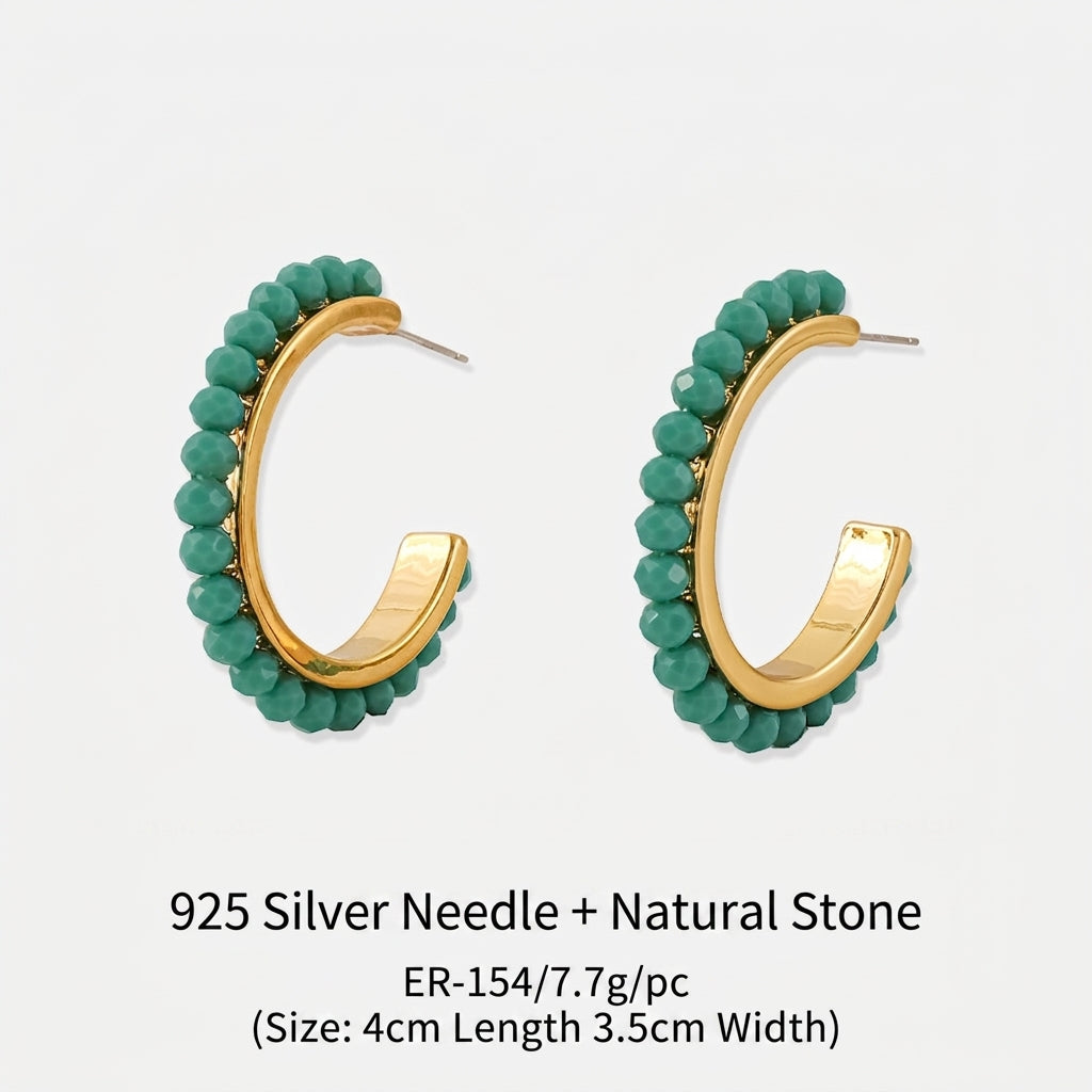 Vintage Gold C-Shaped Hoop Earrings With