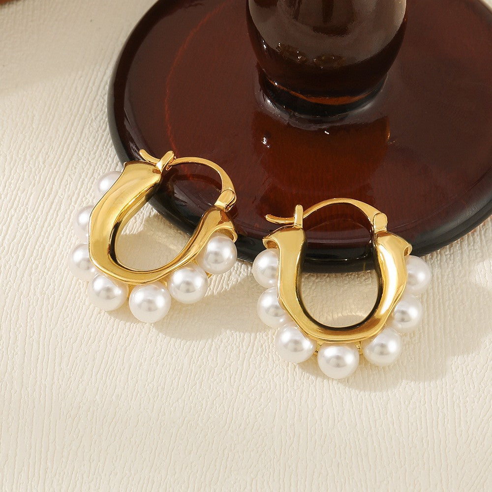 Vintage Gold C-Shaped Hoop Earrings With