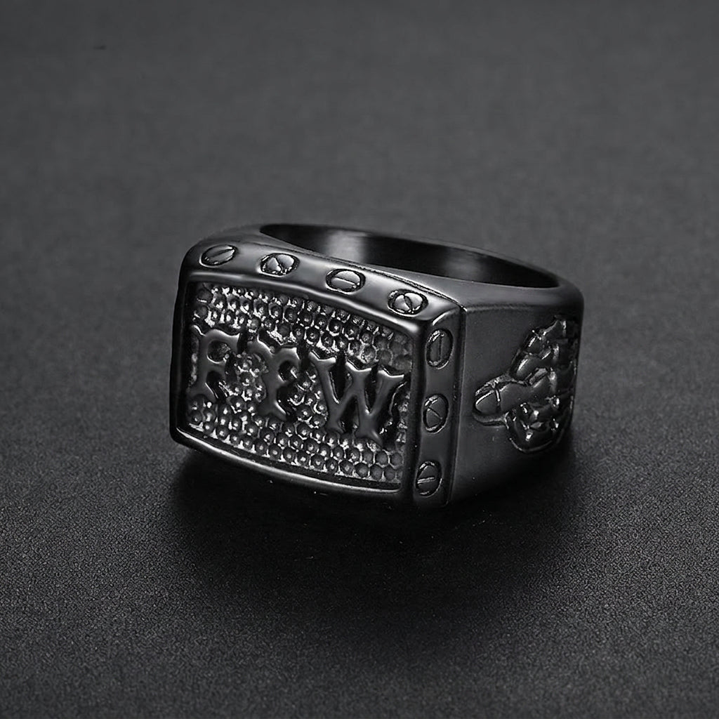 Stainless Steel Signet Ring Men Vintage Biker Punk Style Letters Industrial Design Gothic Jewelry - View 4