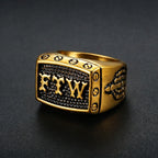 Stainless Steel Signet Ring Men Vintage Biker Punk Style Letters Industrial Design Gothic Jewelry - View 2