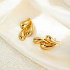 Triple Drop-Shape Stud Earrings — Stainless Steel, Trendy Irregular