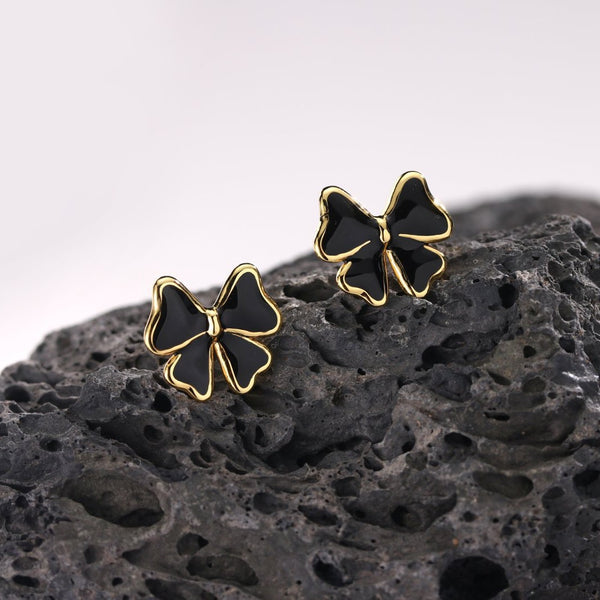 Colorful Oil-Painted Butterfly Stud Earrings — Stainless Steel, 18K Gold, 5 Colors