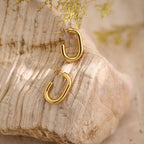Geometric Hammered Texture Drop Earrings — Stainless Steel, 18K Gold Plated